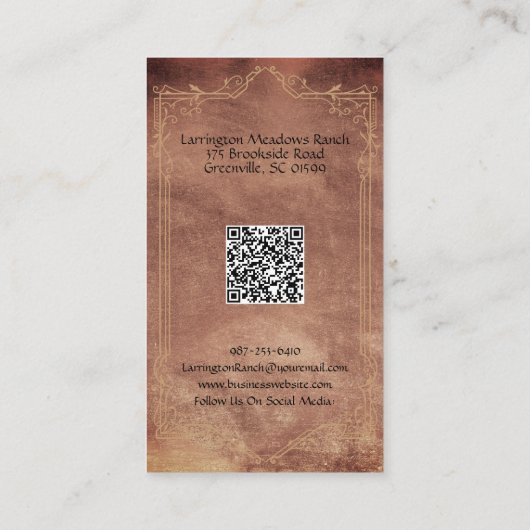 Élégant Carte de visite de code QR Cross Horse Ran (Dos)