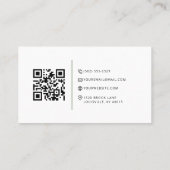 Élégant Carte de visite de code QR Floral Vert (Dos)