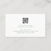 Élégant Carte de visite de code QR Floral Vert (Dos)