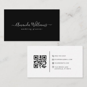 Élégant Carte de visite de code QR noir et blanc