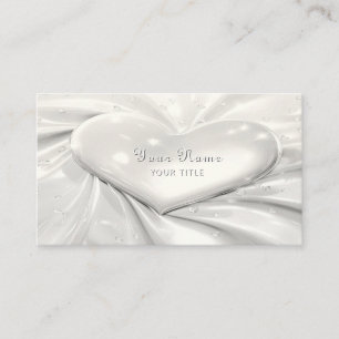 Élégant Carte de visite de coeur crème blanche