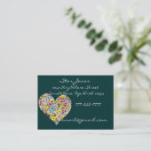 Élégant Carte de visite de coeur de fleurs - (Debout devant)