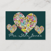 Élégant Carte de visite de coeur de fleurs - (Dos)