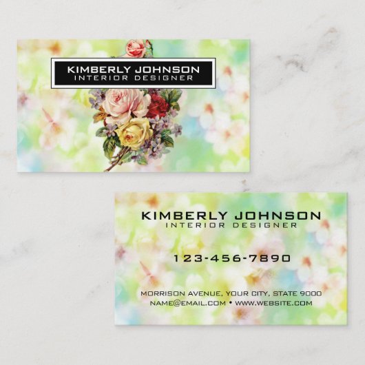 Elégant Carte de visite de conception de fleurs 3. (Devant / Derrière)