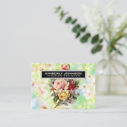 Elégant Carte de visite de conception de fleurs 3. (Debout devant)