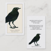 Élégant Carte de visite de Corbeau Noir (Devant / Derrière)