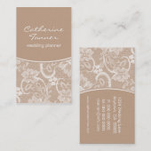 Élégant Carte de visite de dentelle, Latte (Devant / Derrière)