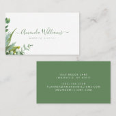 Élégant Carte de visite de design floral vert (Devant / Derrière)