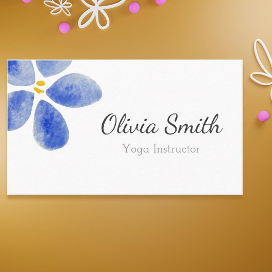 Élégant carte de visite de fleurs bleu aquarelle