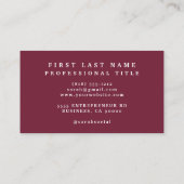 Elégant Carte de visite de fleurs bordeaux foncé (Dos)