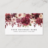 Elégant Carte de visite de fleurs bordeaux foncé (Devant)
