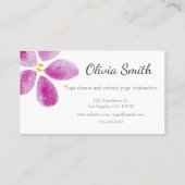 Élégant carte de visite de fleurs d'aquarelle rose (Dos)