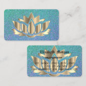 Élégant carte de visite de fleurs de lotus doré (Devant / Derrière)