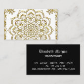 Élégant carte de visite de fleurs de lotus doré (Devant / Derrière)