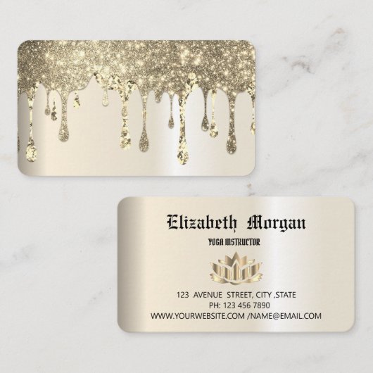 Élégant carte de visite de fleurs de lotus doré (Devant / Derrière)