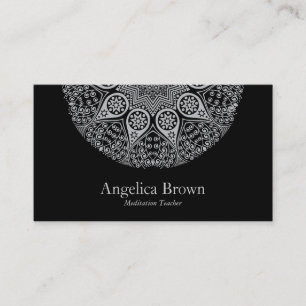 Élégant Carte de visite de mandala noir   Pleine c