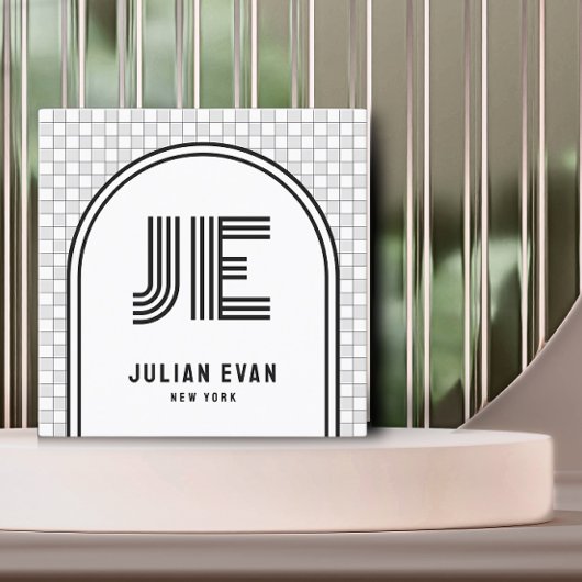 Élégant Carte de visite de Monogramme blanc rétro