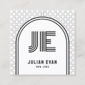 Élégant Carte de visite de Monogramme blanc rétro (Devant)