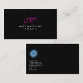 Élégant Carte de visite de monogramme de script pr (Devant / Derrière)