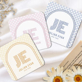 Élégant Carte de visite de Monogramme Jaune Rétro