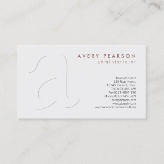 Élégant Carte de visite de monogramme professionne (Devant)