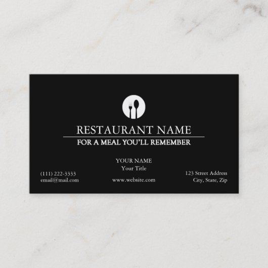 Élégant Carte de visite de restaurant (Devant)