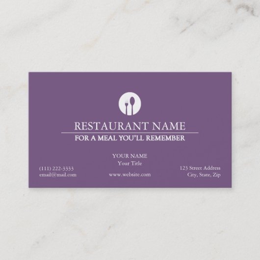 Élégant Carte de visite de restaurant (Devant)