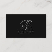 Élégant Carte de visite de script moderne noir et  (Devant)