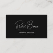 Élégant Carte de visite de script moderne noir et  (Devant)