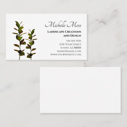 Elégant Carte de visite de verdure (Devant / Derrière)