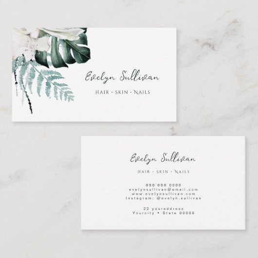 Élégant carte de visite de verdure émeraude (Devant / Derrière)