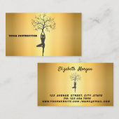 Elégant carte de visite de yoga doré pour vous aff (Devant / Derrière)