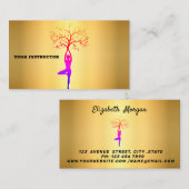 Elégant carte de visite de yoga doré pour vous aff (Devant / Derrière)