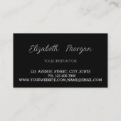 Élégant carte de visite de yoga noir et or (Dos)