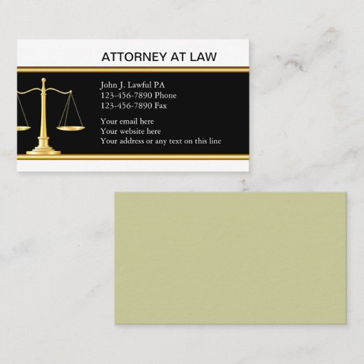 Élégant Carte de visite du procureur (Devant / Derrière)