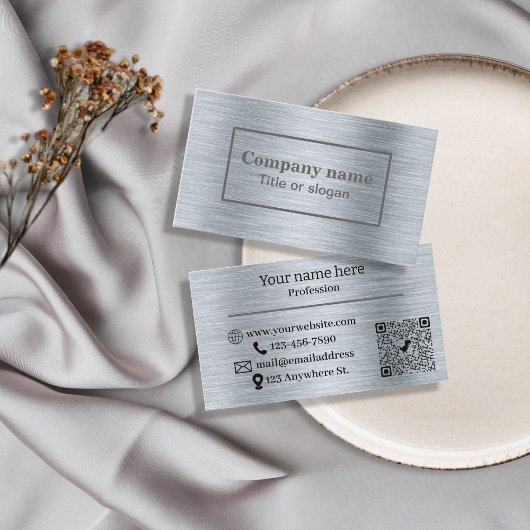 Élégant Carte de visite en argent métallique