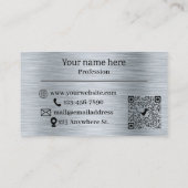 Élégant Carte de visite en argent métallique (Dos)