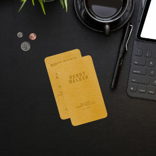 Elégant Carte de visite en cuir jaune Faux Vegan