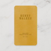 Elégant Carte de visite en cuir jaune Faux Vegan (Devant)