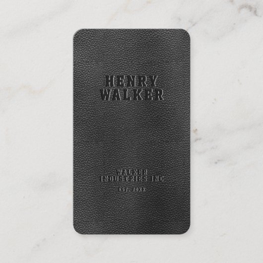 Elégant Carte de visite en cuir noir Faux Vegan (Devant)