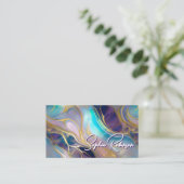 Élégant Carte de visite en or et en pierre optique (Debout devant)