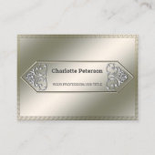 Élégant Carte de visite en pierre métallique argen (Devant)