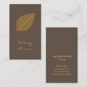 Élégant carte de visite feuille d'or en terre cuit (Devant / Derrière)