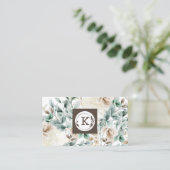 Elégant Carte de visite floral aquarelle (Debout devant)