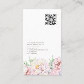 Élégant Carte de visite floral avec code QR (Dos)