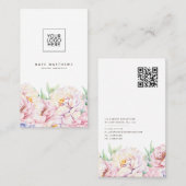 Élégant Carte de visite floral avec code QR (Devant / Derrière)