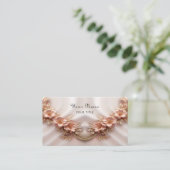 Élégant Carte de visite floral de Pêche Orange (Debout devant)