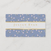 Elégant Carte de visite Floral Dusty Blue Faux Gol (Devant)