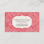 Élégant Carte de visite Floral Embossé rose foncé (Dos)