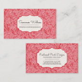 Élégant Carte de visite Floral Embossé rose foncé (Devant / Derrière)